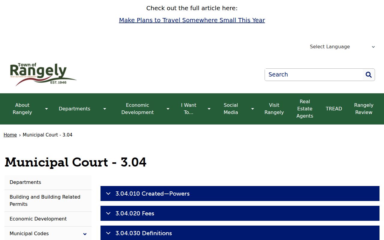 Rio Blanco County municipal court warrant Rangely official court frame