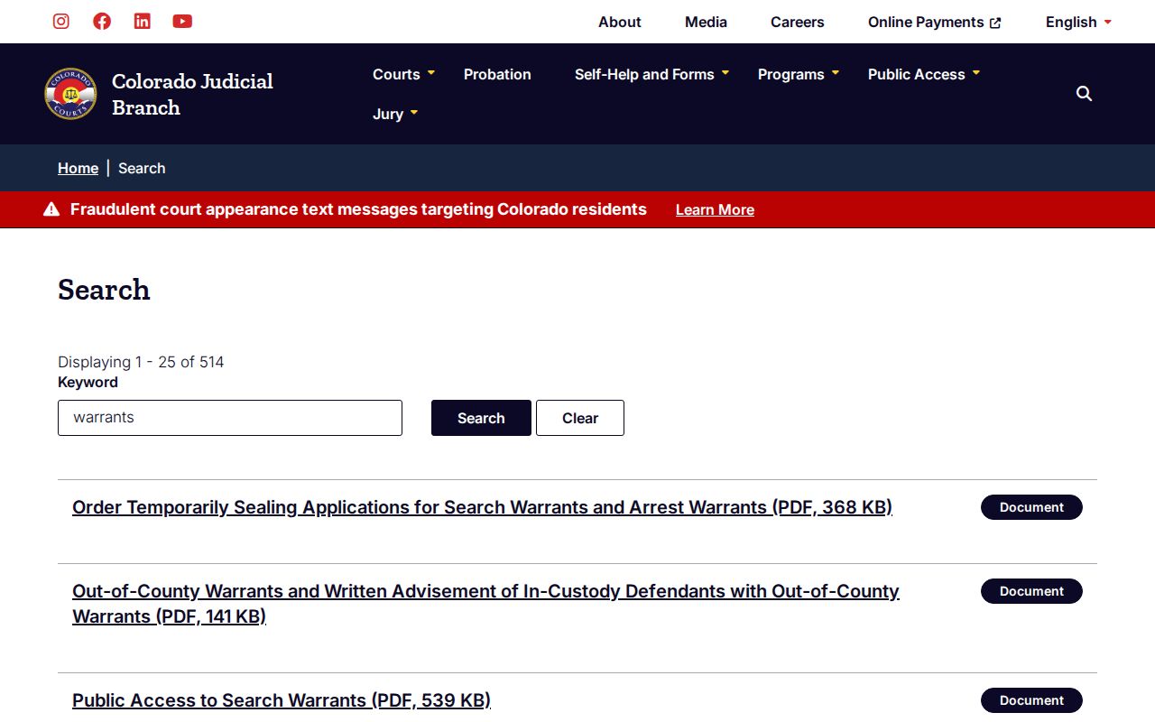 Colorado policy search for Rio Blanco County active warrant access